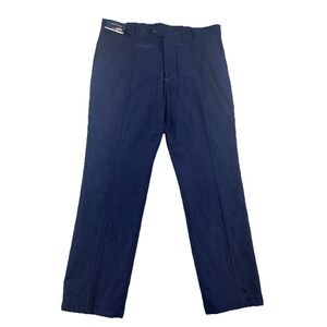 STAFFORD Slim Fit Corduroy Trousers Navy Blue Flat Front Pant Size 40x32 NWT $80